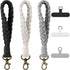 3 Pack Boho Macrame Phone Wrist Strap: Handmade Smartphone Lanyard Bracelet with 3 Pcs Tether Tabs for Women Men