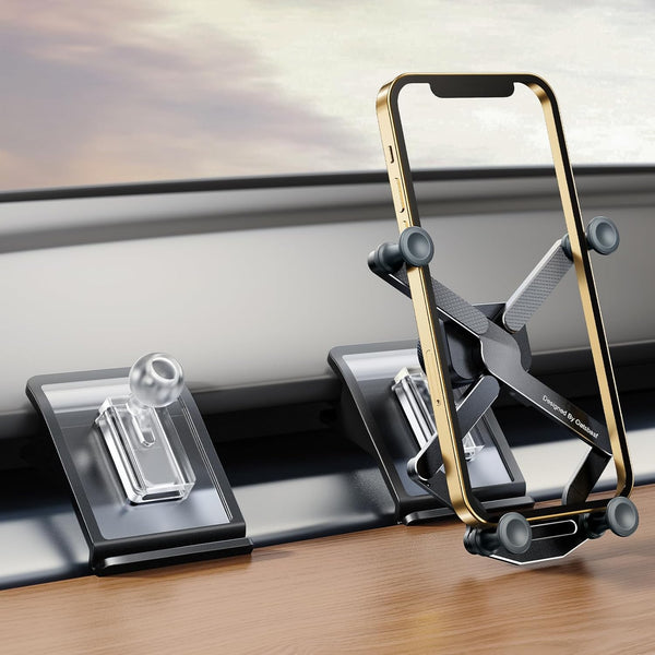 ELOHEI Phone Holder for Tesla Model Y with Custom Base, Compatible with 2020-2024 Tesla Model Y/3 Accessories (Black)