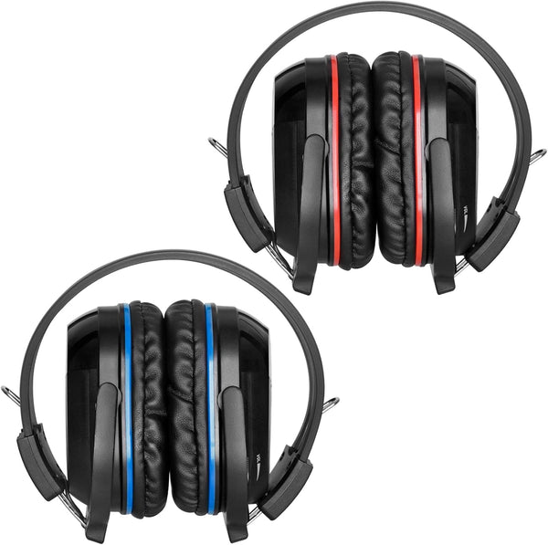 SIMOLIO 2 Pack IR Wireless Headphones for Car DVD, Universal Infrared Headphones for Kids, AUX Cord, Not Bluetooth