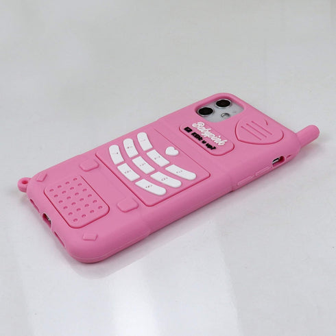 for iPhone 11 6.1'' Case, 3D Cartoon Cute Retro Love Heart Classic Cellular Phone Shaped Soft Silicone Rubber Cover