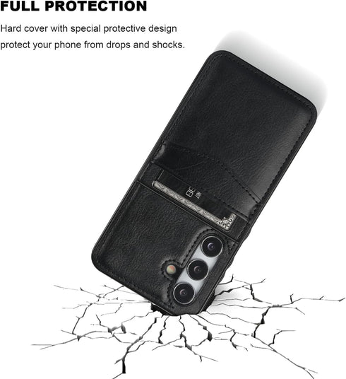 KIHUWEY Samsung Galaxy S24 Case Wallet, Black, Flip Premium Leather Magnetic Clasp, Kickstand, Heavy Duty Protective