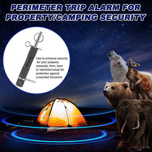 1Pc Perimeter Trip Alarm Black, Early Warning Security System for Camping, Hiking, Property Safety