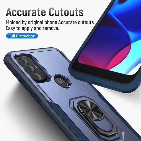 Rugged Protective Case for Moto G Power 2022 & G Pure, Military Grade with Kickstand, Magnetic Ring, Navy