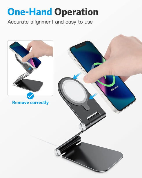 OMOTON Stand for MagSafe Charger, Foldable Phone Holder for MagSafe Accessories, Compatible with iPhone 16/15/14/13/12