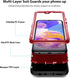 Jiunai Tough Rugged Case for Samsung A23 5G 2022, Shockproof Anti-Dust Dual Layer with Raised Edge - Black Red