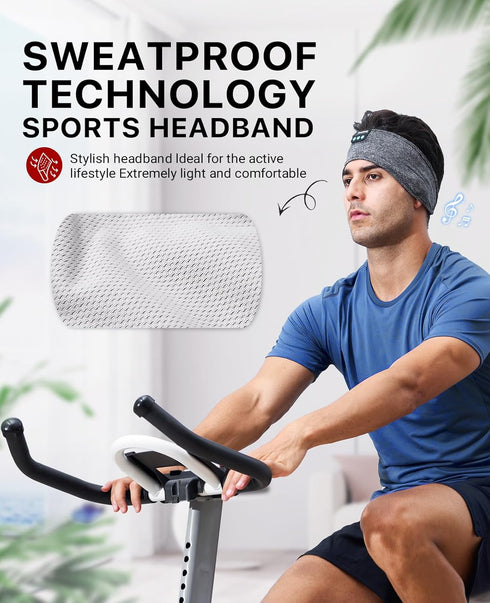 Perytong Sleep Headphones Wireless Headband, Stretchable Bluetooth 5.4 Earphones for Side Sleeping with Stereo Speakers