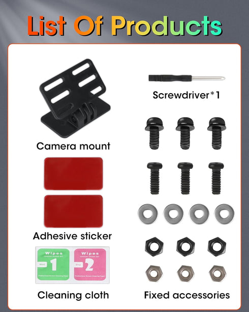 Rear Camera Holder for Dash Cam, Strong Adhesive Rearview Camera Bracket, 180° Adjustment for SUV, Truck
