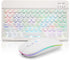 Ultra-Slim Bluetooth Keyboard and Mouse, Portable Mini Wireless Keyboard Rechargeable with 7-Color Backlit for iPad,