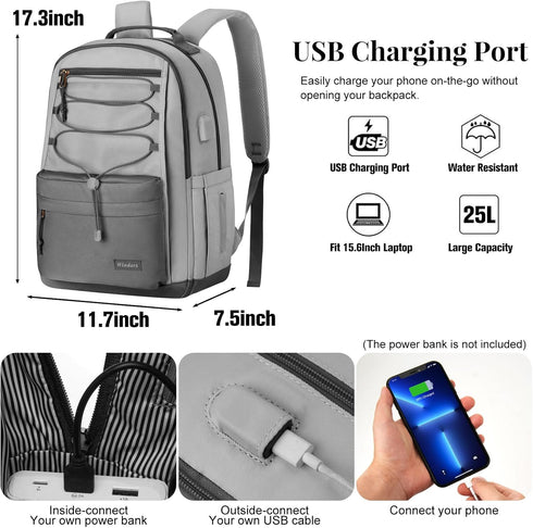 School Backpack for Teens Girls, Aesthetic College Large Bookbag for Women Students, 15.6 Inch Laptop Bag (Dark Grey &