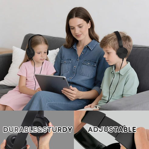 5 Pack Headset (LS450, 5 Kids Headphones Bulk for School Classroom, Durable Students Wired for Children Toddler Teen