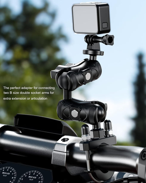 BRCOVAN Aluminum Alloy 1'' Ball to 1'' Ball Adapter Compatible with RAM Mounts B Size Double Socket Arm