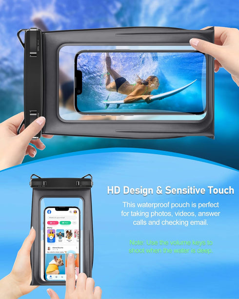 Large Universal Waterproof Phone Pouch, IPX8 Dry Bag with Wide Lanyard for Swimming and Rafting