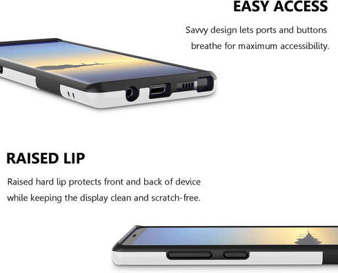 Jeylly Galaxy Note 8 Case, Slim Hybrid Impact Rugged Soft TPU & Hard PC Bumper Cover for Samsung Galaxy Note 8 - Black