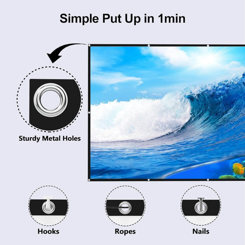 FUDONI 100 inch, Projector Screen Portable Projector Screen Outdoor Indoor Projection Screen for Home Theater Camping