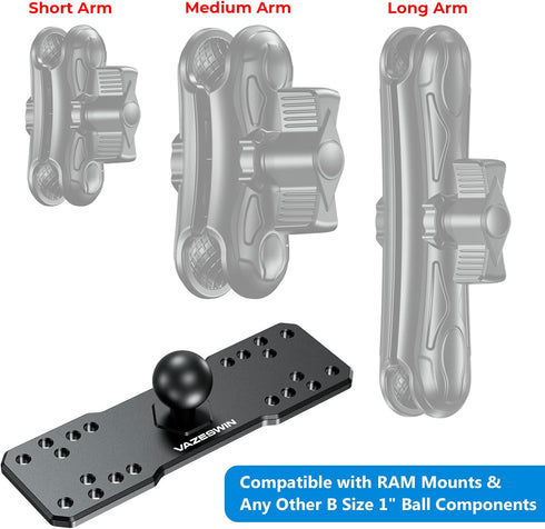 1" Ball Aluminum Alloy Fish Finder Mounting Plate, Universal Marine Electronic Mount for Garmin, Lowrance, Humminbird,