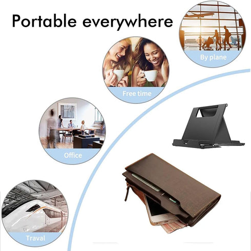 HZZADZXW 2 Pack Portable Cell Phone Stand Holder for Desk, Foldable Pocket-Sized Adjustable Mount, Universal Desktop