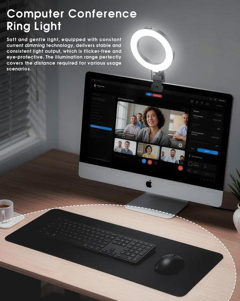 WINDESHI Ring Light for Computer Video Conference - Webcam Light for Monitor Clip On Remote Working Distance Learning