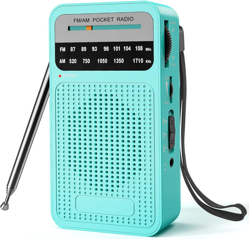 Goodes Portable Radio AM FM, Transistor Radio with Loud Speaker, 2AA Battery Operated, Green Color