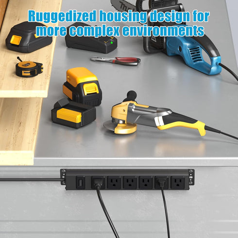 HHSOET 6 6FT Wall Mount Magnetic Power Strip, Under Desk Outlet Mountable Socket, Metal Long Heavy Duty Surge Protector