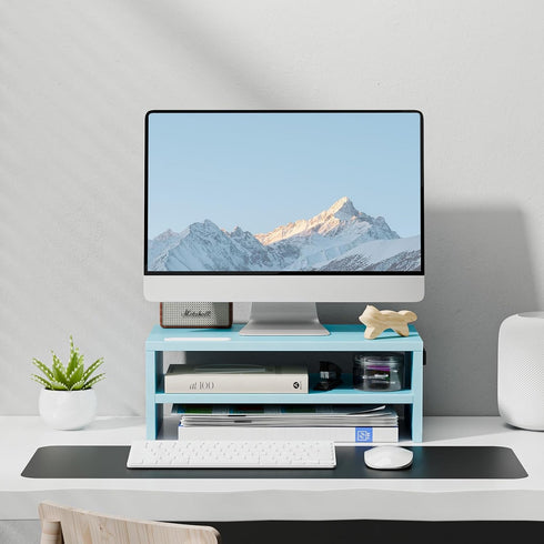 16.5 Inch 2 Marbrasse Monitor Stand Riser, Tier Computer Printer Shelf Stand for Laptop Computer Screen Storage