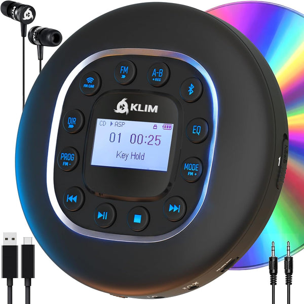 KLIM Journey - Portable CD Player with Long-Lasting Battery - New - with