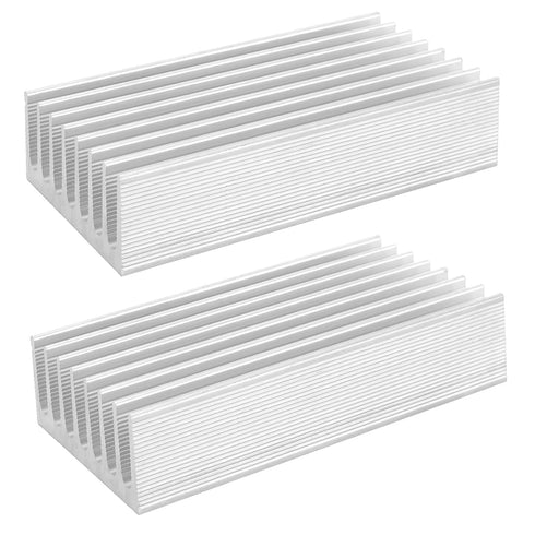 2 Pcs Set White Tone Aluminium Radiator Heatsink Cooler Fin 100mm x 51mm x 23mm for MOS Tube Power Amplifier Transistor