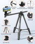 73" Phone Tripod with Horizontal Overhead, Selfie Stick/Tall Travel Tripod Stand with Wireless Remote and Holder