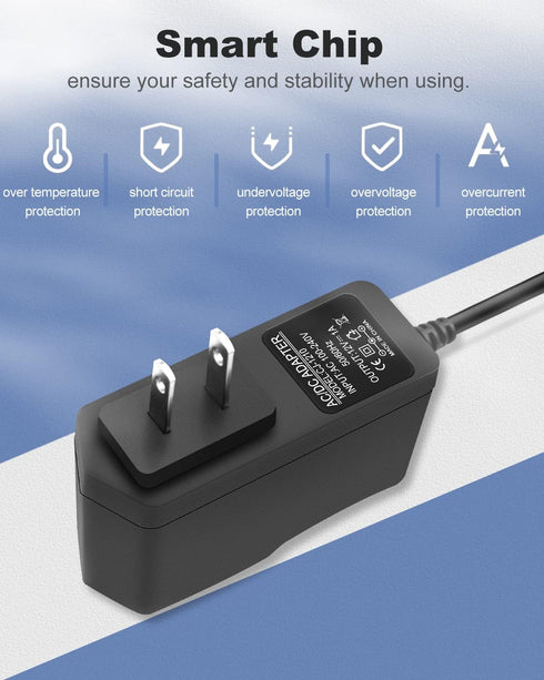 DC 12V 1A Power Supply 12W AC Adapter, 100-240V AC to DC 12 Volt 1 Amp Transformer with 10 Tips for LED Lights