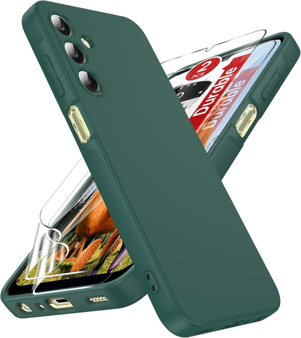 LeYi Shockproof Protective Anti-Scratch Phone Case for Galaxy A25 with 2 PCS Screen Protector (Green)