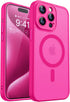 CANSHN iPhone 15 Pro Max Case - Shockproof, Translucent Matte, Full Camera Protection, MagSafe Compatible - Hot Pink