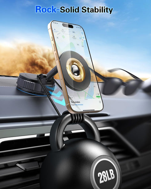 volport 360Adjustable Dashboard Suction Cup Phone Mount for Magsafe: Dual Rotatable Nano Gel Vacuum Magnetic Phone