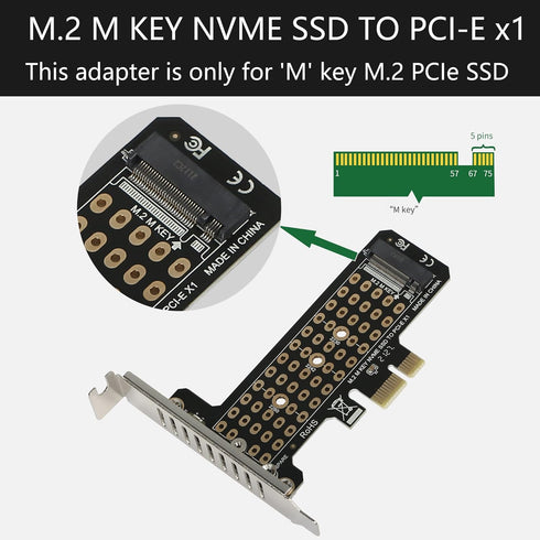 GELRHONR M.2 NVME SSD to PCIe X1 Host Controller Expansion Card, Supports 2280, 2260, 2242, 2230 Solid State Drives