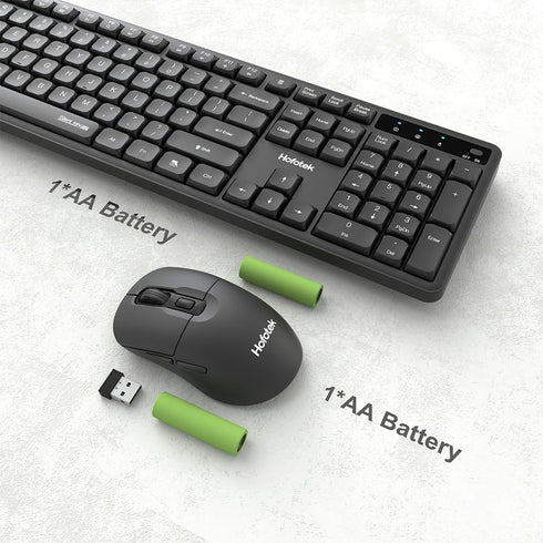 Hofotek 90% Silent Wireless Keyboard and Mouse Combo, Less Noise, Full Size Numpad, Ultra Slim, Quiet & Soft Touch