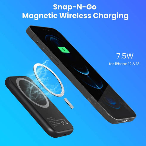 TECHSMARTER Magnetic Power Bank 5,000mAh, Wireless Portable Charger, 18W USB-C Fast Charging Battery Pack