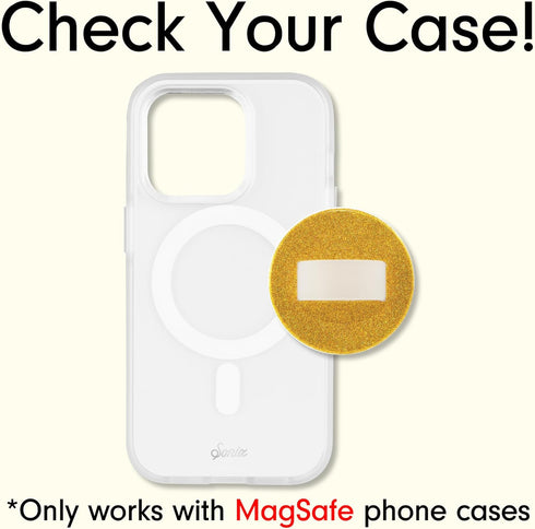 Sonix Magnetic Phone Grip, Glitter - Gold | Removable Silicone Ring Loop Holder Compatible with MagSafe