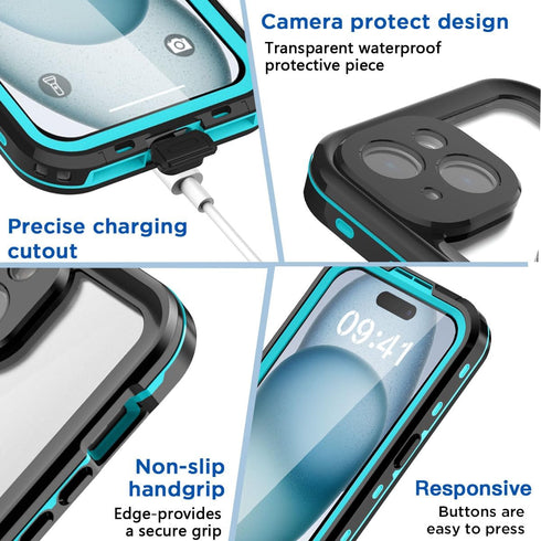 AICase Waterproof Case for iPhone 15(6.1") with MagSafe Snowproof,Dustproof and Shockproof, IP68 Certified Full Body Protection Fully Sealed Underwater Cover for iPhone 15 6.1"_1 Blue