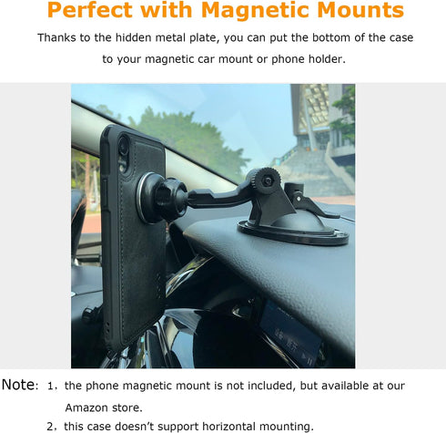 molzar MAG Series Case for iPhone XR, Built-in Metal Plate for Magnetic Mount, Compatible with Qi-Certified Chargers,