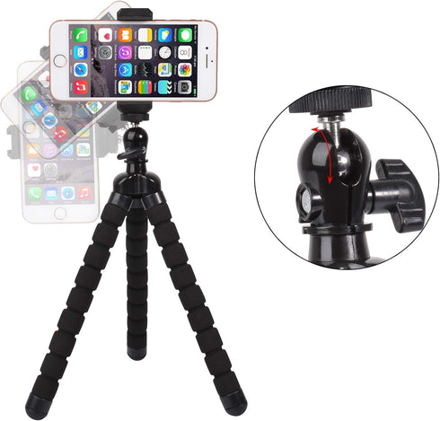 Phone Mini Tripod - Ruittos Premium Flexible Mobile Phone Stand for iPhone Samsung Go Pro, Small Digital Camera (Black)