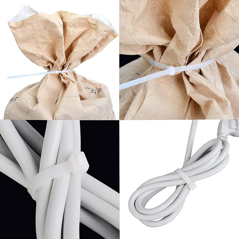 100 Pcs 18 Inch White Zip Ties, Large Cable Ties for Outdoor Use, 60 Pounds Tensile Strength