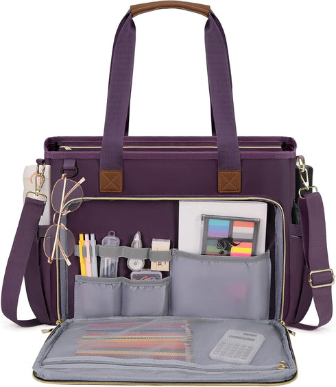 15.6 inch RAINSMORE Teacher Tote Bag Laptop Bag for Women Work Bags Nurse Bag Lightweight Laptop Tote Computer