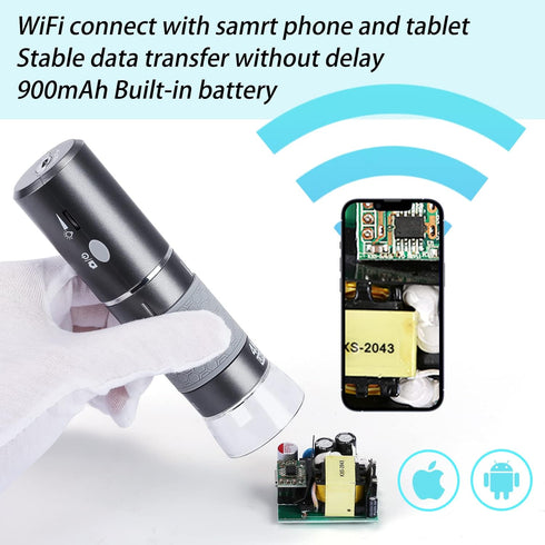 HD 4K 3840x2160P WiFi Digital Microscope Camera, Portable Handheld Microscope for iPhone, Android, Windows, Mac