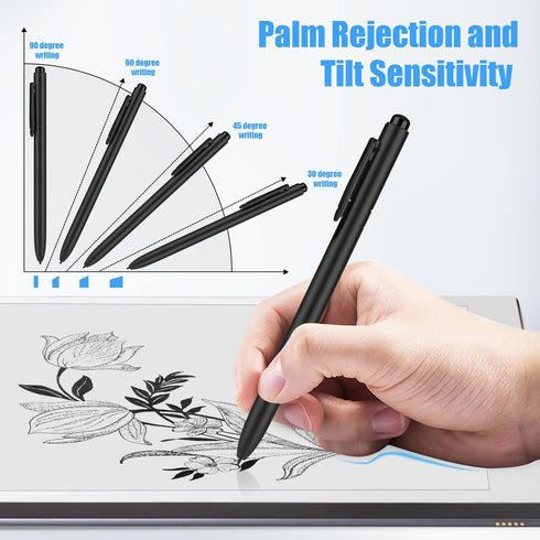 MoKo EMR Stylus Pen with Eraser, Compatible with Remarkable 2, 4096 Pressure Levels, Palm Rejection, 3 Extra Tips