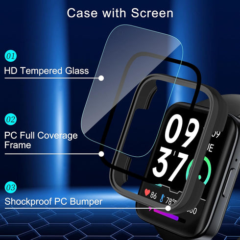 Case Compatible with SKG V9 Pro with Screen Protector, Ultra-Thin Hard PC Bumper with Tempered Glass for SKG V9 1.78"