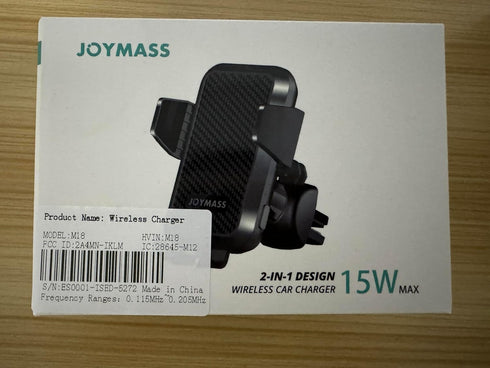 Wireless Car Charger JOYMASS 15W Fast Charging Auto Clamping Mount for iPhone 15 14 13 12 Mini Pro Max, Samsung Galaxy
