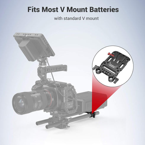 SmallRig Battery Plate with V-Lock Mount and Dual 15mm Rod Clamp for Camera Power Supply - 3016
