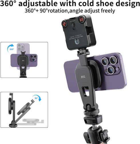 VRIG Express MG-03 17.16.15.14.13.12 Cases,360 VRIG Magnetic Phone Tripod Mount,Tripod Mount for Magsafe w Cold Shoe