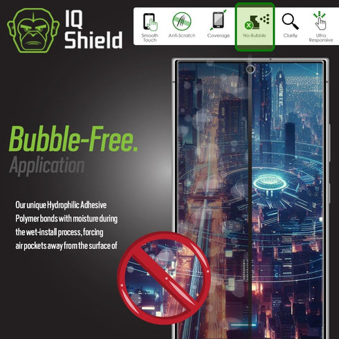 IQShield 2 Pack Clear TPU Film Screen Protector for Samsung Galaxy S24 Ultra, Bubble-Free Installation,