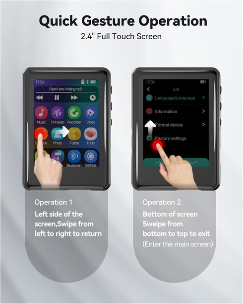 tokemisc 64GB MP3 5.3, Mp3 Mp4 256GB Player with Bluetooth Full Touch Screen Music Player Built-in Speaker,FM