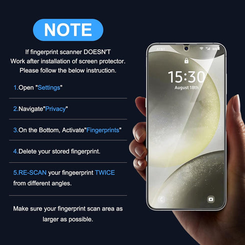 Uyiton UnBreak-Glass Screen Protector for Samsung Galaxy S24+ Plus, 6.7'' 5G, 2 Pack, Scratch-Resistant, Bubble-Free,