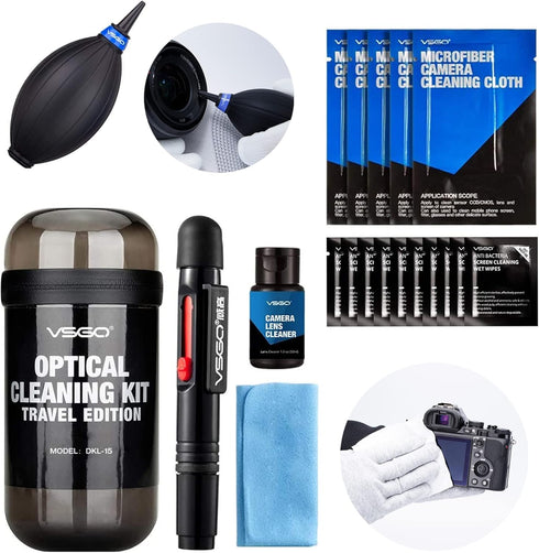 VSGO DKL-15D Professional Cameras Cleaning Kit with Lens Cleaning Pen, Air Blower, and Cleaning Fluid for DSLR Cameras
